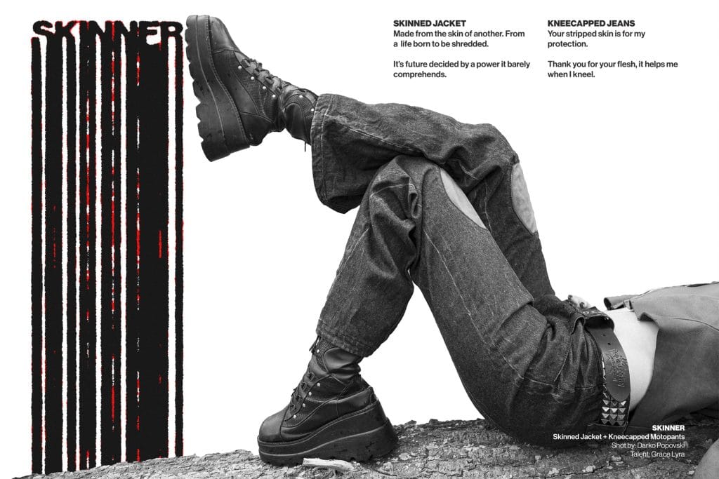 SKINNED ALIVE, Louis Sutton, Fashion + Sustainability, Bachelor of Sustainable Fashion Design, Year 3, Fashion Collection, Fashion Portfolio, Sustainable Fashion Design, Sustainable Fashion, Fashion, Fashion student, Fashion degree, fashion bachelors, 2024