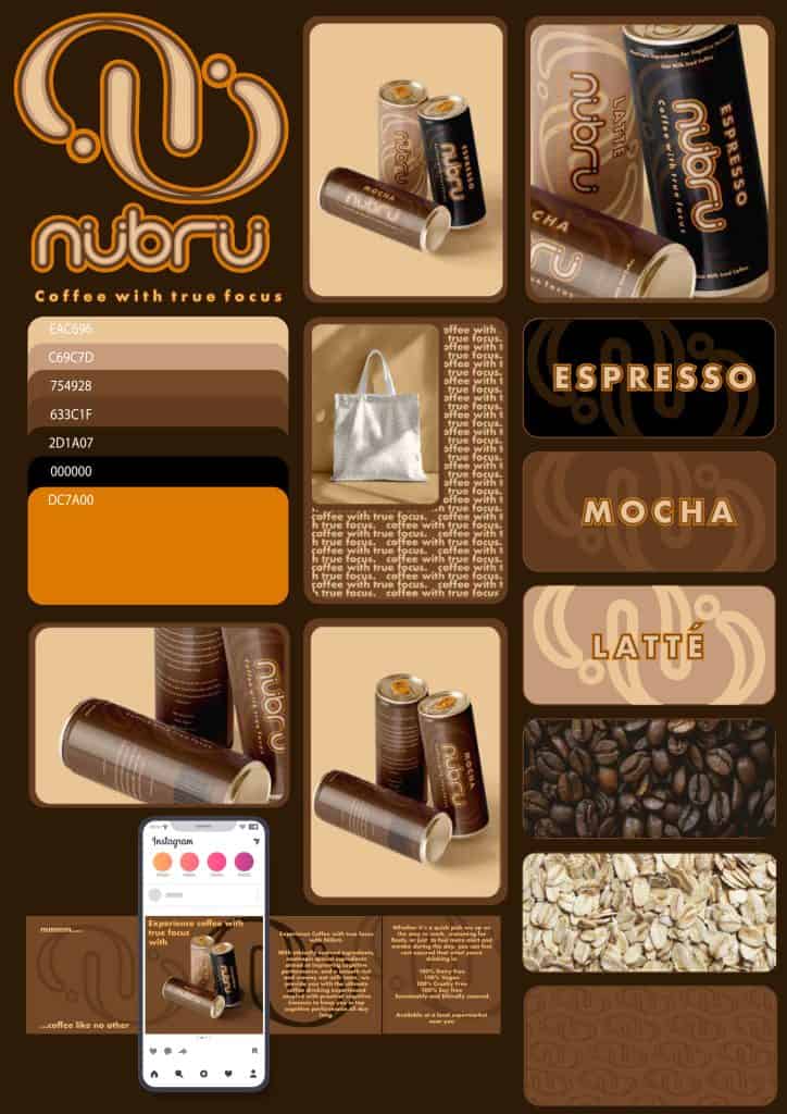 Marama Te Nana-MacDonald, Nubru Coffee, Certificate in Digital Media + Design, 2025, Student work, Whitecliffe College, graphic design, package design, branding