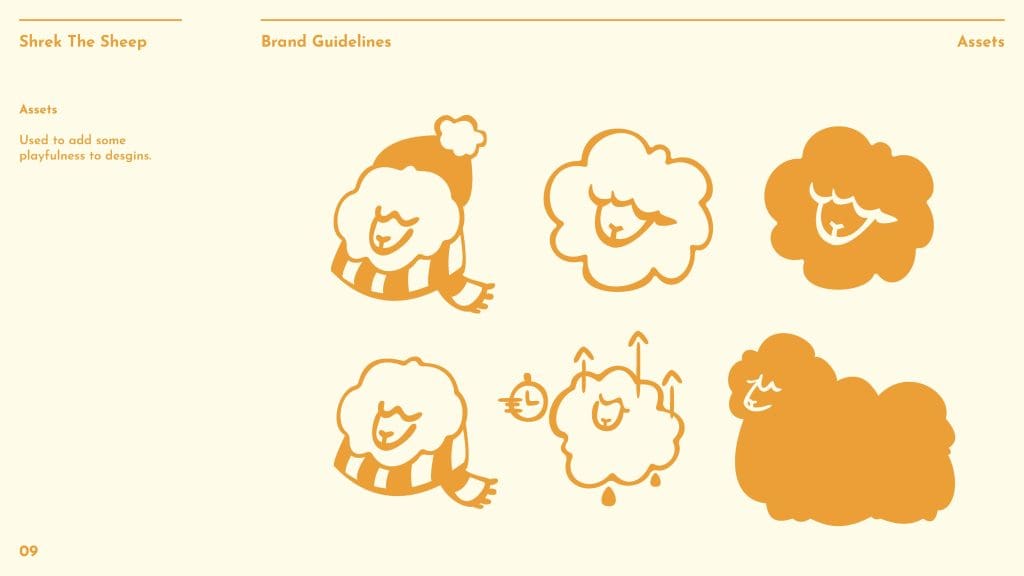 Ramona Surangsrirat, Shrek the Sheep Brand. Bachelor of Design + Digital Media, Year 2, Student work, Whitecliffe College, graphic design, logo, brand design, branding, brand guide, package design