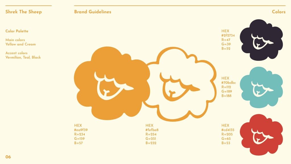 Ramona Surangsrirat, Shrek the Sheep Brand. Bachelor of Design + Digital Media, Year 2, Student work, Whitecliffe College, graphic design, logo, brand design, branding, brand guide, package design