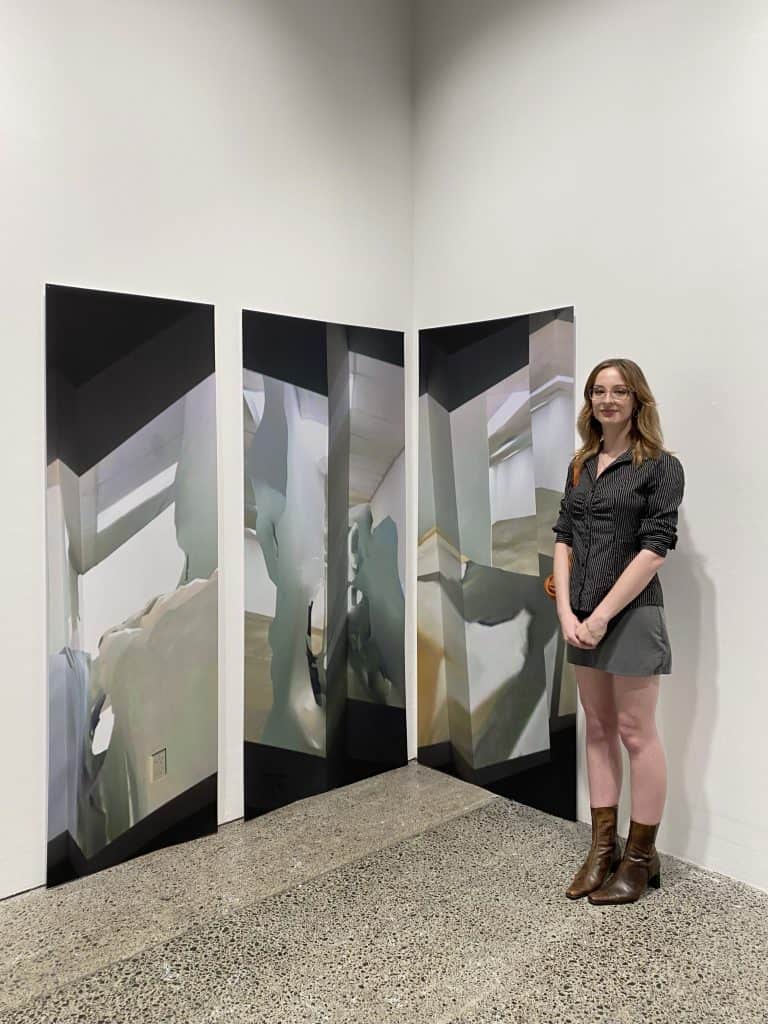 Whitecliffe Fine Arts students at 2025 Eden Arts Art Schools Award exhibition at Webb’s Mt Eden