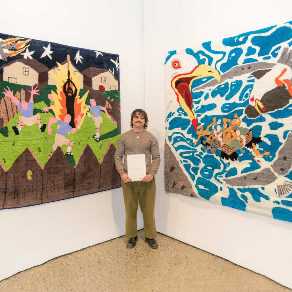 Whitecliffe Fine Arts students at 2025 Eden Arts Art Schools Award exhibition at Webb’s Mt Eden
