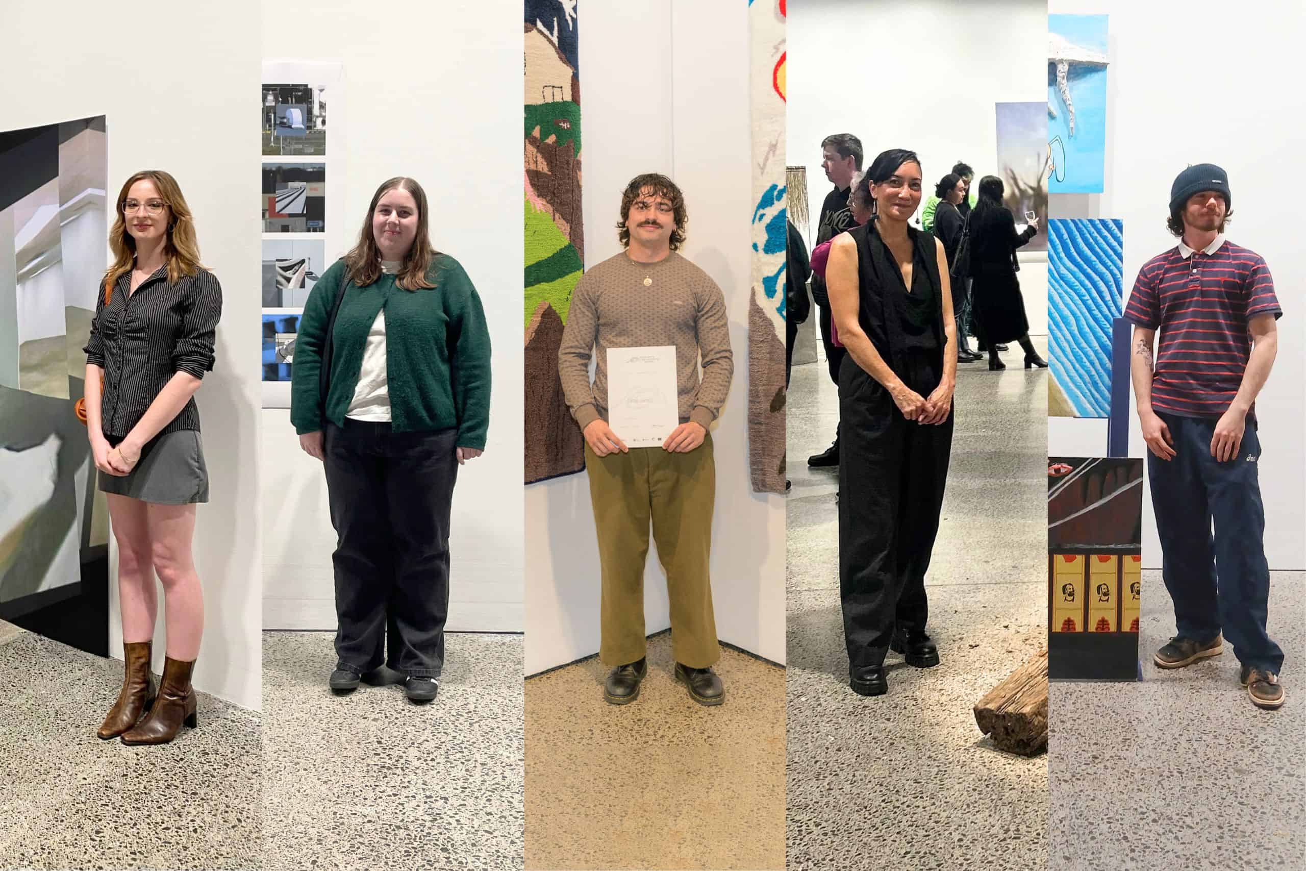 Whitecliffe Fine Arts students at 2025 Eden Arts Art Schools Award exhibition at Webb’s Mt Eden