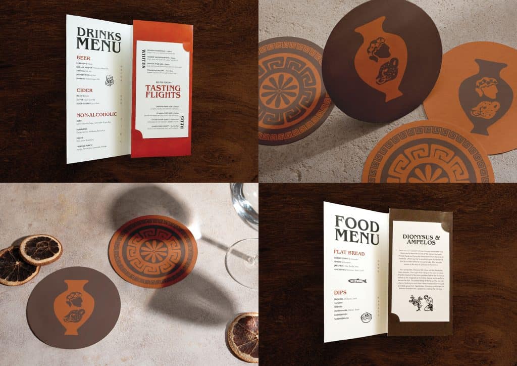 Isabelle Cassidy, Dionysia, Bachelor of Design & Digital Media, student work, Whitecliffe College, Graphic design, wine brand, graphics, winery & restaurant, InDesign, Illustrator. whitecliffe student, Best Design Awards, Designers Institute of New Zealand,