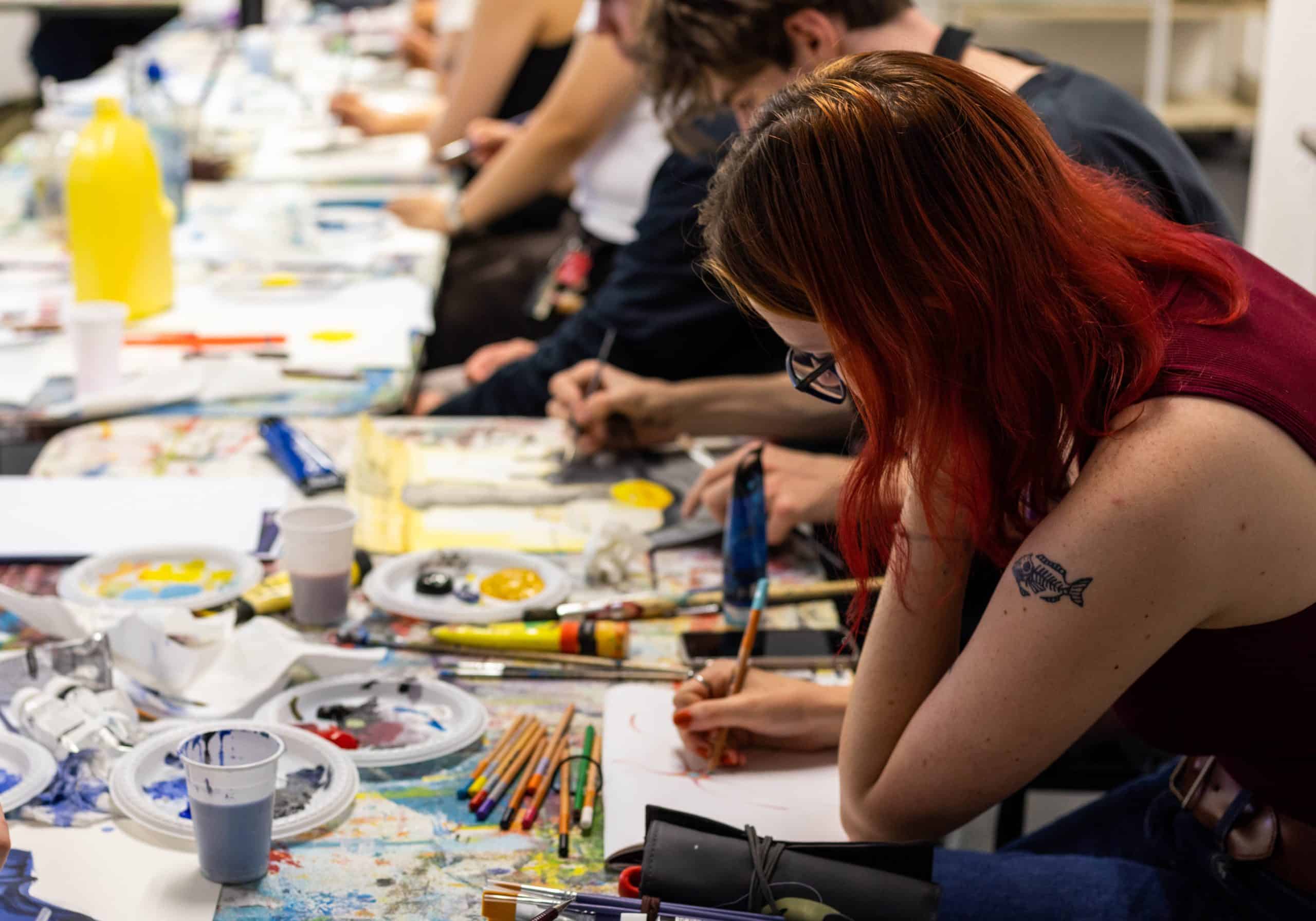 Certificate in Fine Arts, Part Time, Programme, Qualification, Whitecliffe, CFA, Students painting, drawing