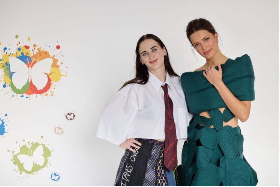 Whitecliffe student Arionne Tresadern with her Resene Colour of Fashion 2025 winning design.
