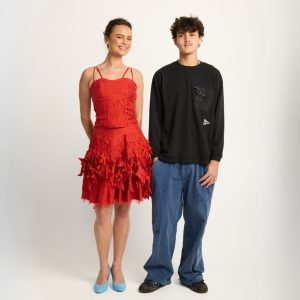 Model wearing the Resene Colour of Fashion 2026 finalist design by Whitecliffe student Astyn Fernandes.